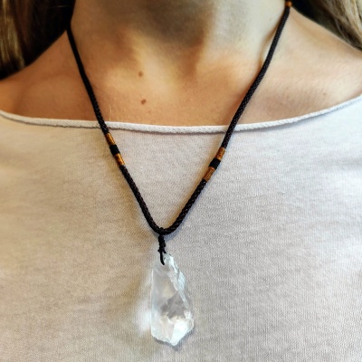 Raw Clear Quartz Pendant Necklace - Adjustable length